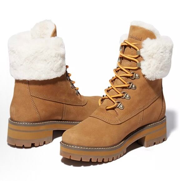 TIMBERLAND Women's 6.5 COURMAYEUR VALLEY 6IN Faux Fur WP Boot Wheat TB0AJXAX17 - Picture 5 of 7
